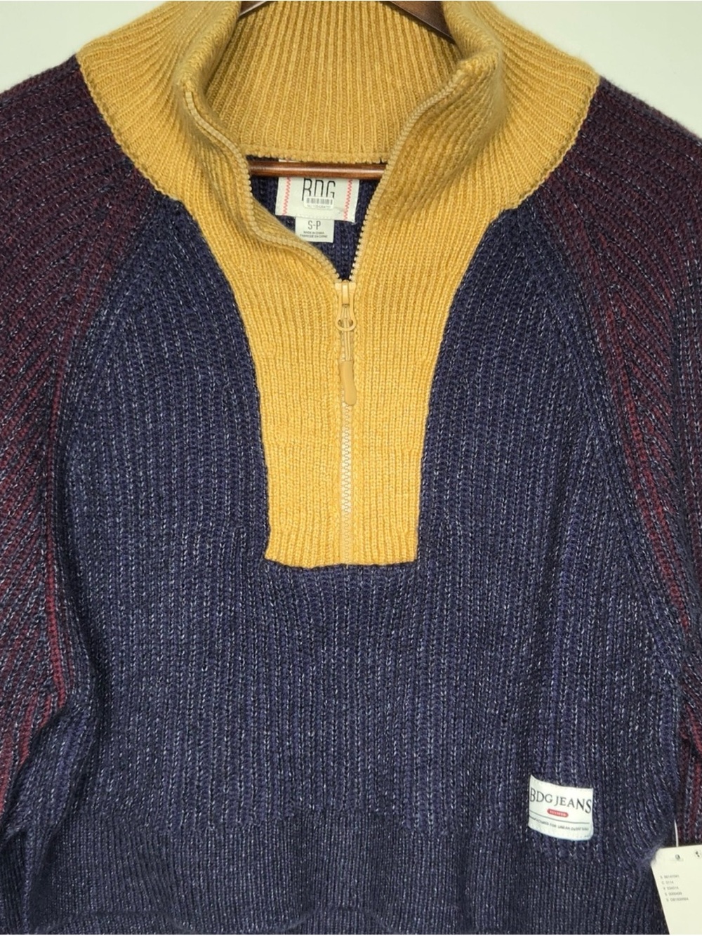 NWT Urban Outfitters BDG Connor Color-block 1/2 Zip Sweater